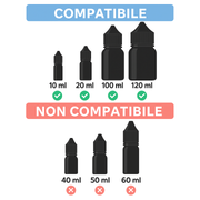 Apriboccette Apribottiglia Universale Liquidi Sigaretta Elettronica 10ml 20ml 100ml 120ml – Compatibile con Flaconi Chubby Gorilla e Altri – Nero Carbonio